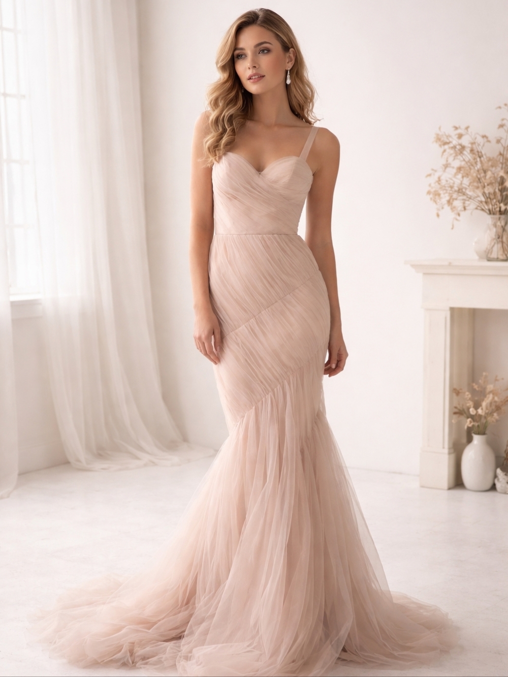 Vera Wang Couture GRACIE Wedding Gown Tulle Silk Pale Pink Bubble Hem High Low 4